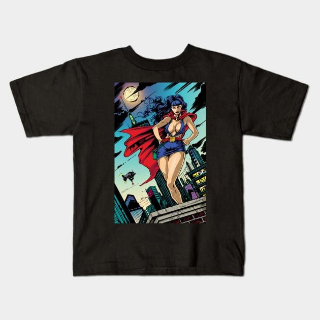 Phantom Lady Strikes Kids T-Shirt by Brad Hudson Coldstream Studios